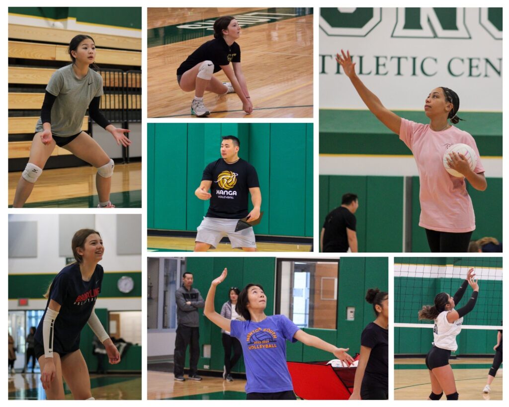 a collage of volleyball pictures